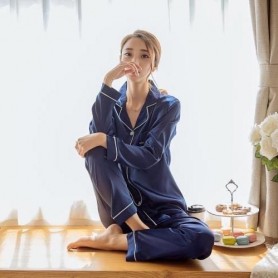 Ice Silk Pajamas  Long Sleeve Long Pants 310